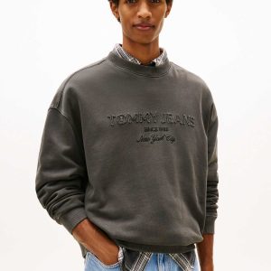 FELPA NERA TOMMY JEANS 90S GMD NEW DA UOMO