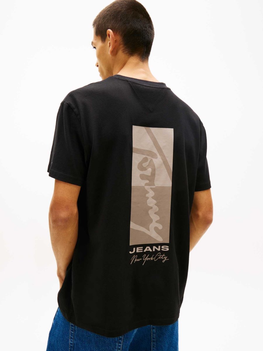 T-SHIRT NERA TOMMY JEANS CON LOGO RICAMATO DA UOMO - immagine 5