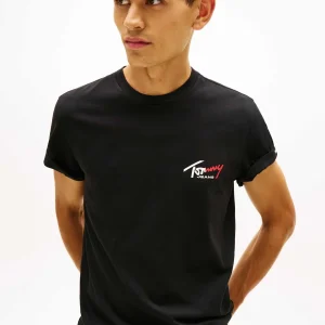 T-SHIRT NERA REGULAR TOMMY JEANS CON LOGO STAMPATO DA UOMO
