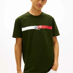 T-SHIRT VERDE TOMMY JEANS CON LOGO STAMPATO DA UOMO