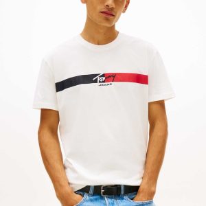 T-SHIRT BIANCA TOMMY JEANS CON LOGO STAMPATO DA UOMO