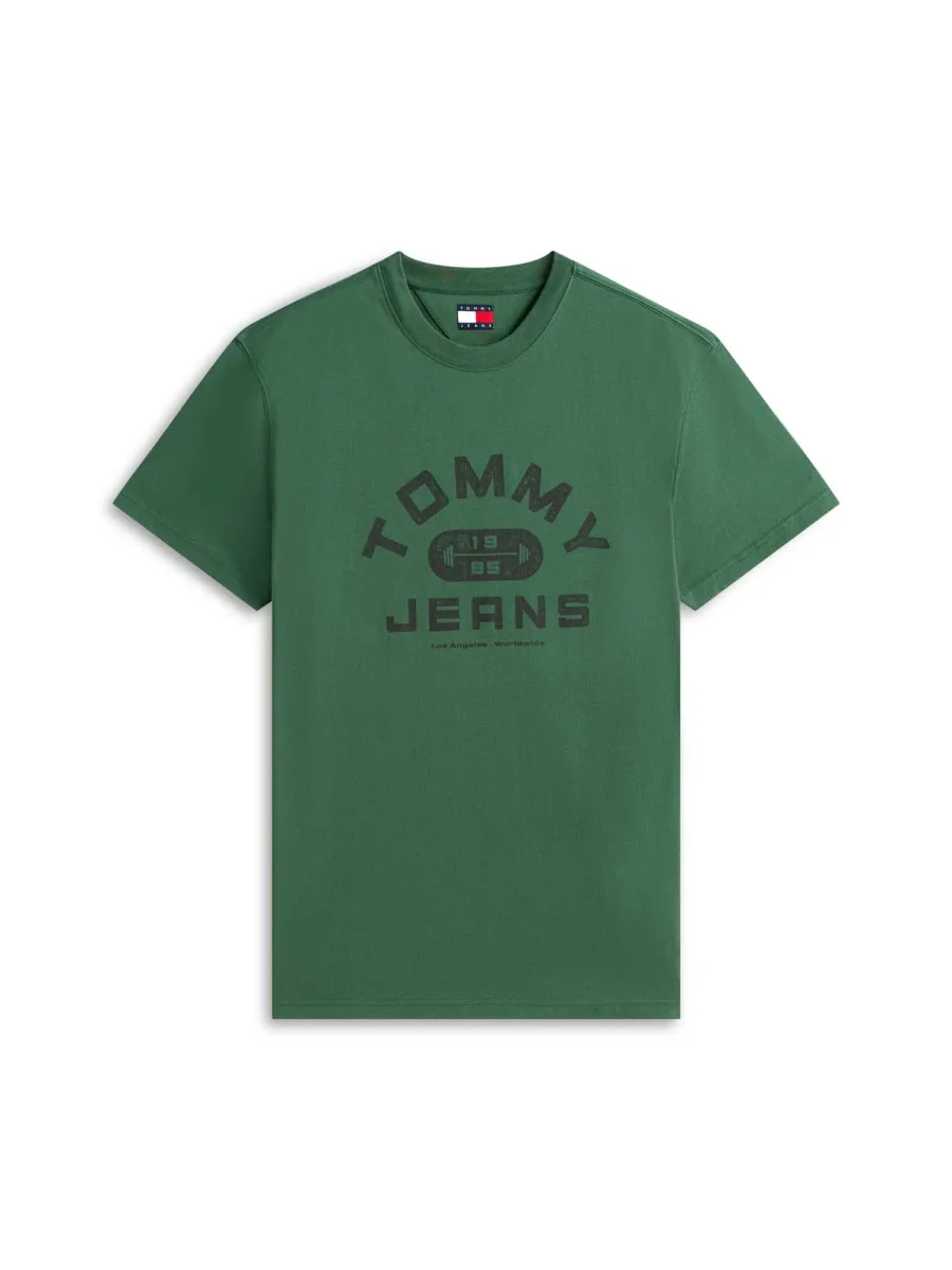 T-SHIRT VERDE TOMMY JEANS CON GRAFICA LOGATA DA UOMO - immagine 3