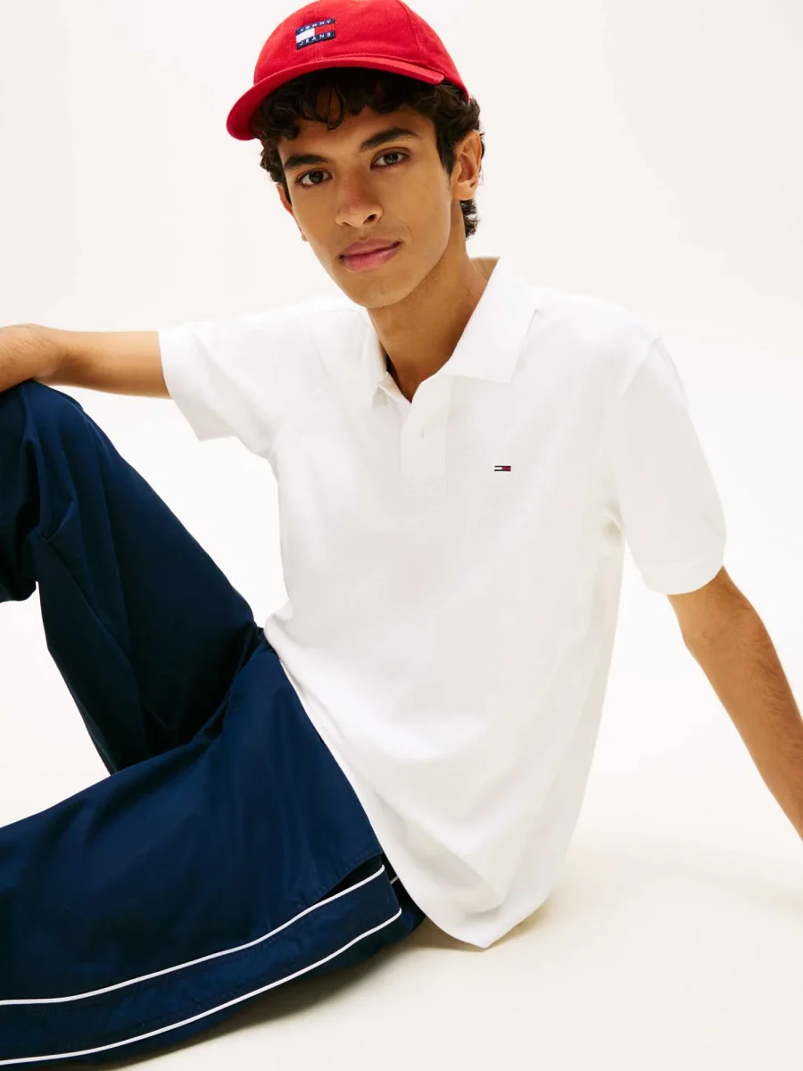 POLO REGULAR BIANCA TOMMY JEANS CON LOGO DA UOMO - immagine 5