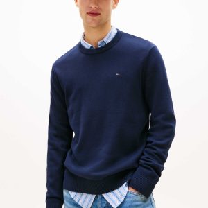 PULLOVER GIROCOLLO BLU TOMMY JEANS SLIM FIT DA UOMO