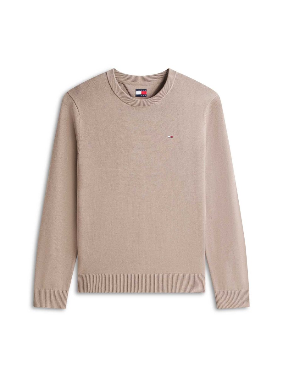 PULLOVER GIROCOLLO BEIGE TOMMY JEANS SLIM FIT DA UOMO - immagine 3