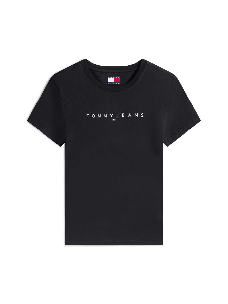 T-SHIRT NERA SLIM TOMMY JEANS CON LOGO LINEARE DA DONNA - immagine 3