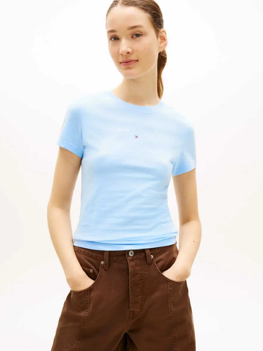 T-SHIRT CELESTESLIM TOMMY JEANS CON LOGO LINEARE DA DONNA