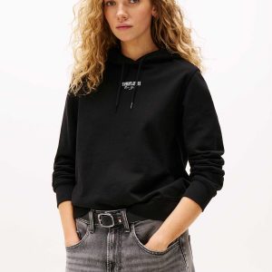 FELPA CON LOGO ESSENTIALS TOMMY JEANS DA DONNA NERO