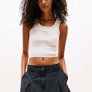 CANOTTA CROP TOMMY JEANS DA DONNA BIANCO