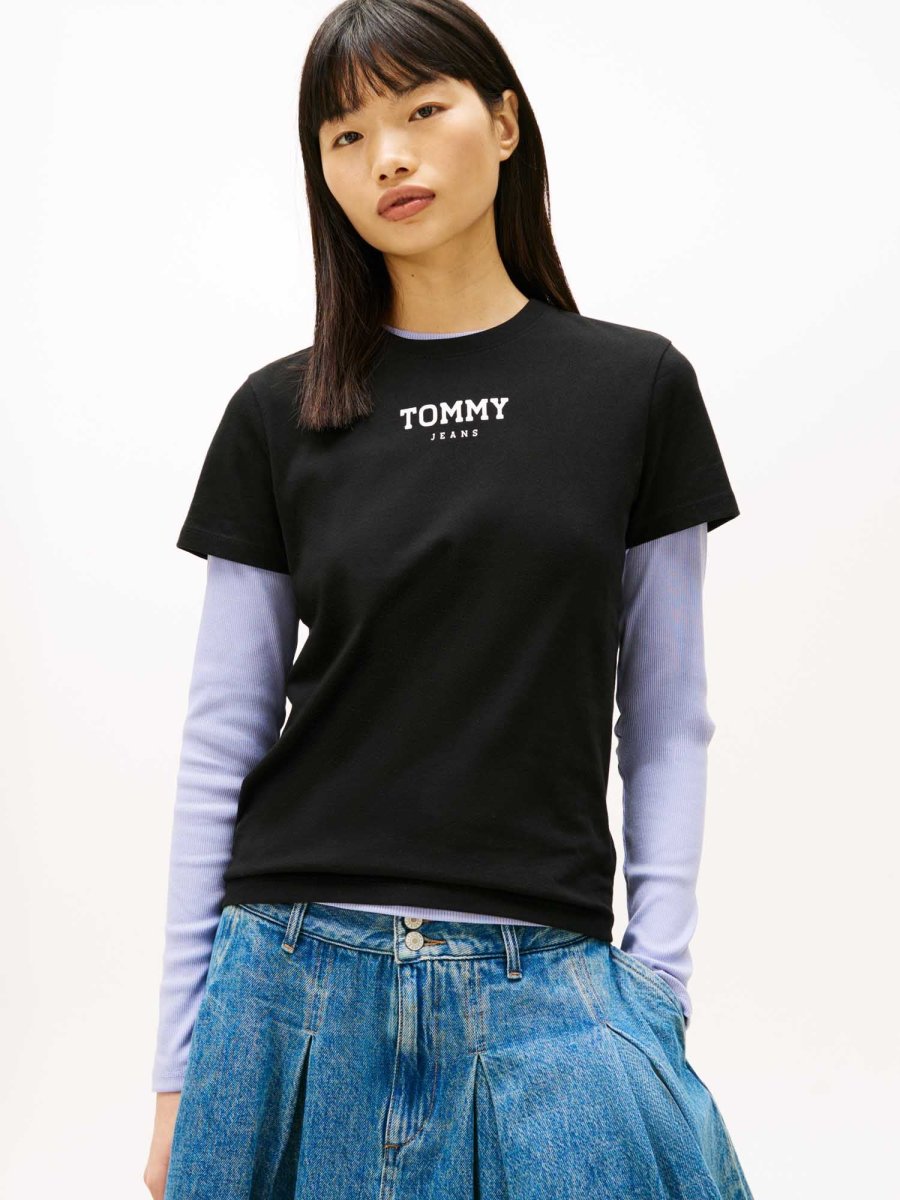 T-SHIRT NERO TOMMY JEANS REGULAR CON LOGO DA DONNA