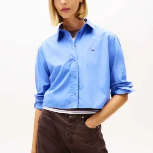 CAMICIA CROP CELESTE TOMMY JEANS DA DONNA