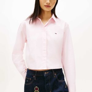 CAMICIA CROP ROSA TOMMY JEANS DA DONNA