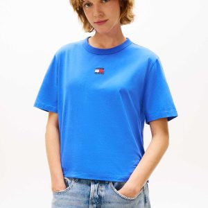 T-SHIRT AZZURRA TOMMY JEANS BXY BADGE DA DONNA