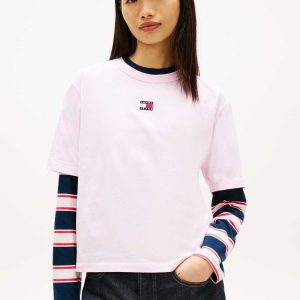 T-SHIRT ROSA TOMMY JEANS BXY BADGE DA DONNA