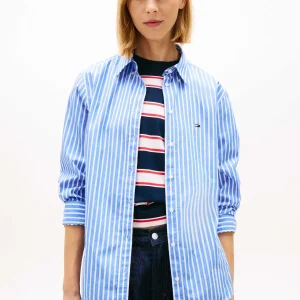 CAMICIA REGULAR A RIGHE AZZURRO-BIANCO TOMMY JEANS DA DONNA
