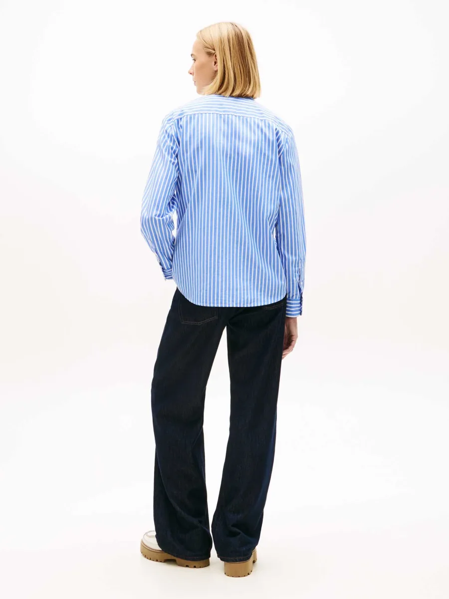 CAMICIA REGULAR A RIGHE AZZURRO-BIANCO TOMMY JEANS DA DONNA - immagine 4