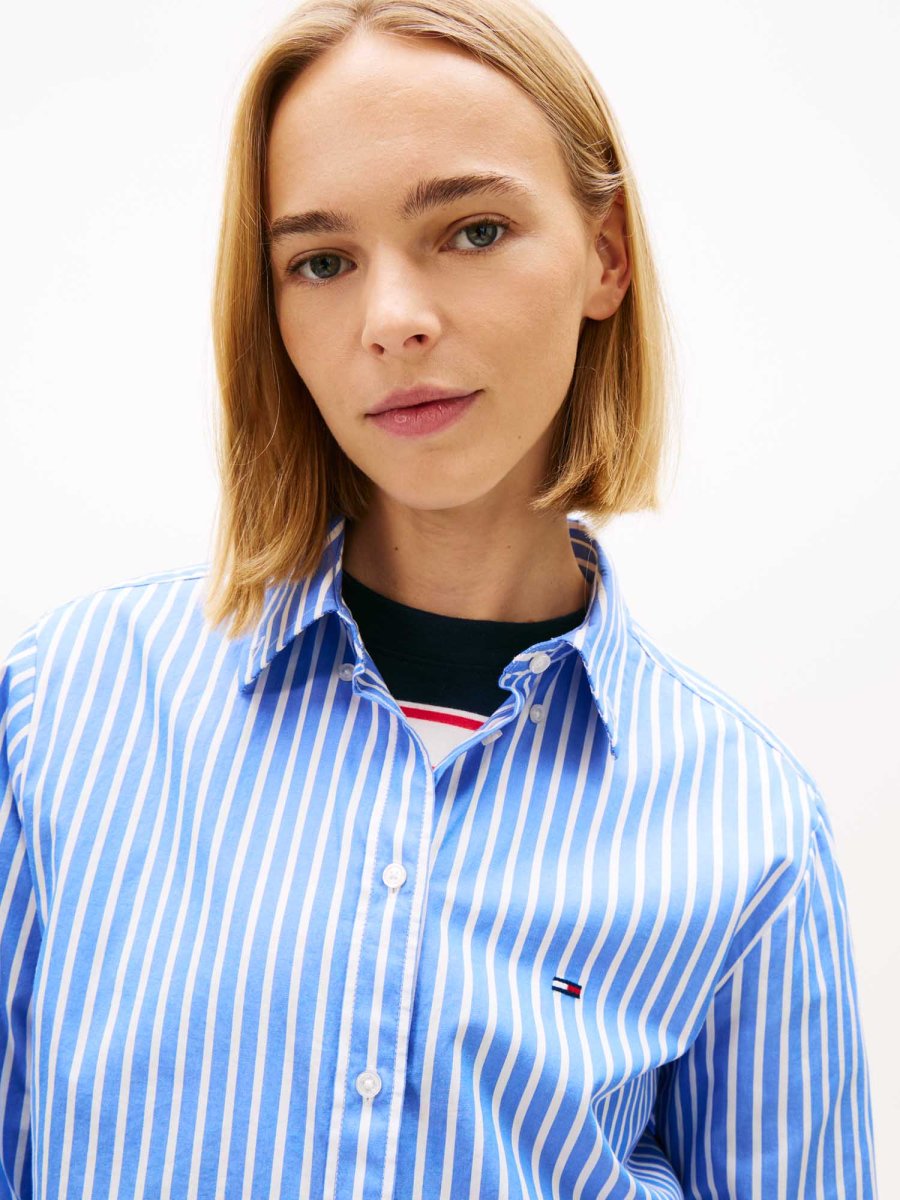 CAMICIA REGULAR A RIGHE AZZURRO-BIANCO TOMMY JEANS DA DONNA - immagine 5