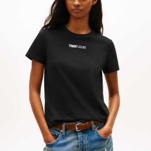T-SHIRT NERA TOMMY JEANS ESSENTIALS SLIM DA DONNA