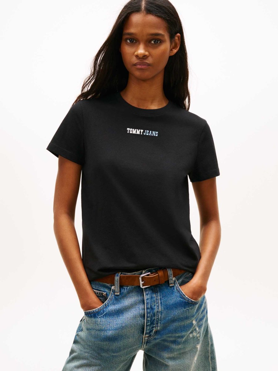 T-SHIRT NERA TOMMY JEANS ESSENTIALS SLIM DA DONNA - immagine 2