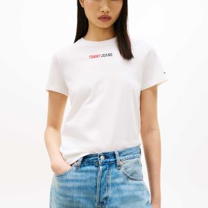 T-SHIRT BIANCA TOMMY JEANS ESSENTIALS SLIM DA DONNA