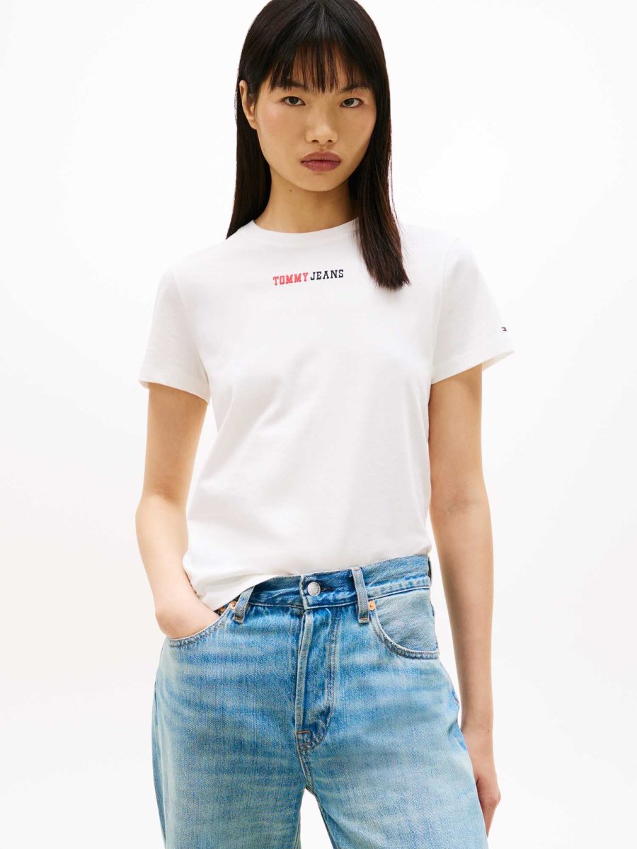 T-SHIRT BIANCA TOMMY JEANS ESSENTIALS SLIM DA DONNA