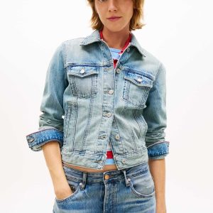 GIUBBINO IN DENIM CHIARO SBIADITO TOMMY JEANS DA DONNA