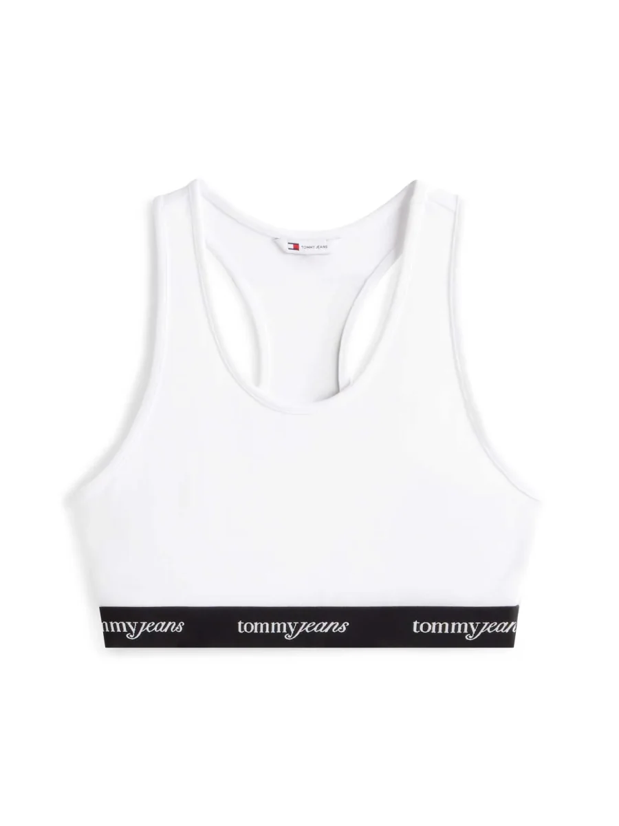 TOP CROP A CANOTTA BIANCO TOMMY JEANS CON LOGO DA DONNA - immagine 3