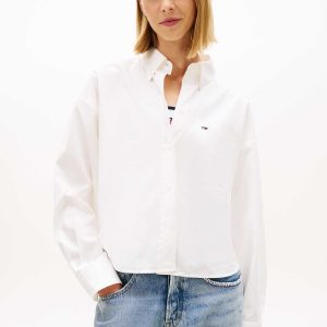 CAMICIA BIANCA TOMMY JEANS CROP DA DONNA