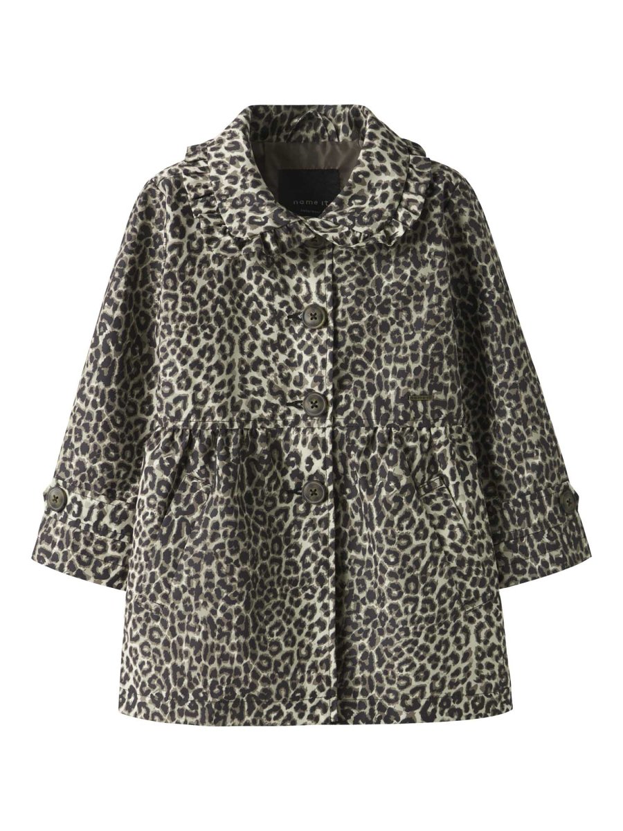 Trench coat unisex Name It Madelin beige con stampa leopardata - immagine 2