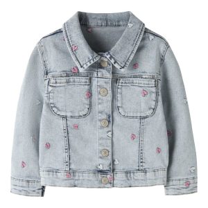 Giubbotto Denim Name It con ricami colorati unisex in denim chiaro