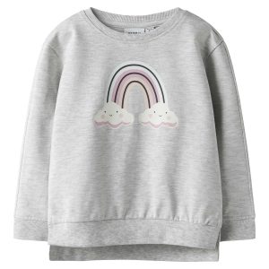 Felpa unisex Name It grigia con stampa arcobaleno e cielo