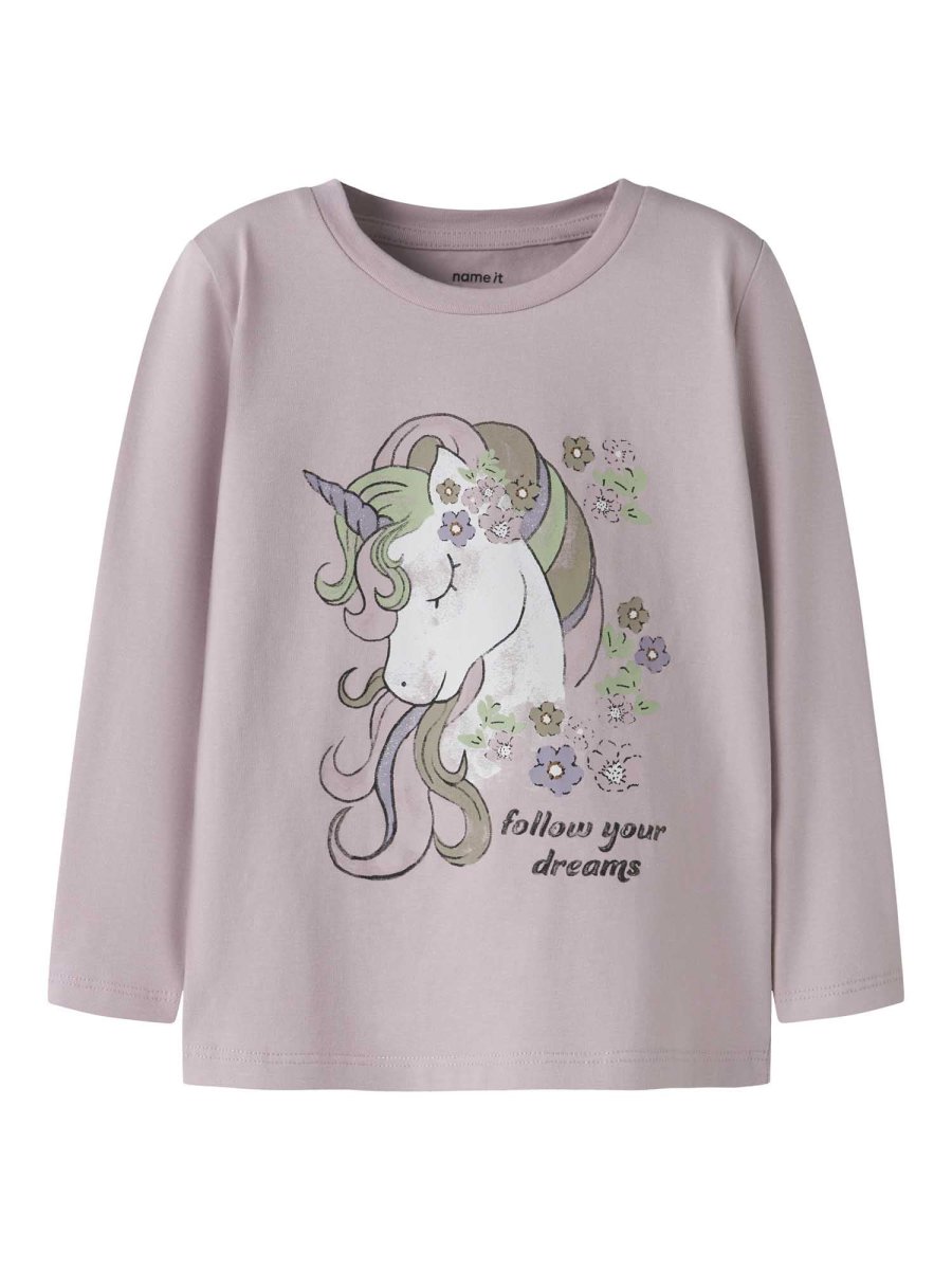 T-shirt unisex maniche corte Name It Tulinea rosa con stampa