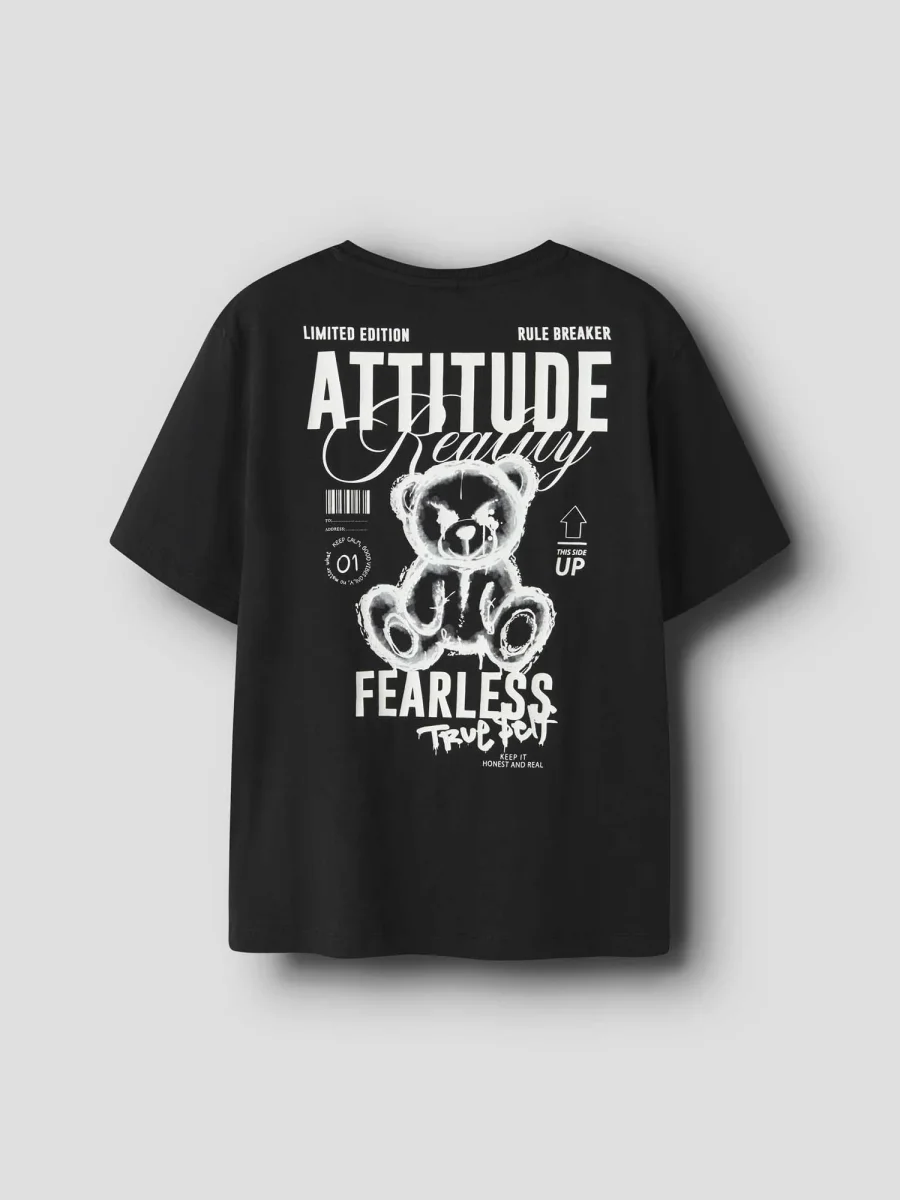 T-shirt unisex Name It con stampa Fearless True Self nera - immagine 3
