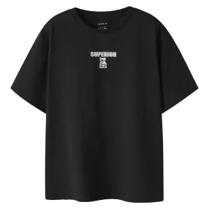 T-shirt unisex adulto Name It NkmDivol nera con stampa Superior