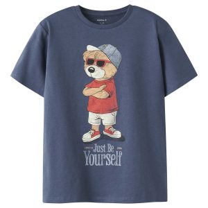 Name It Nkmdobs, t-shirt unisex vintage indigo con stampa