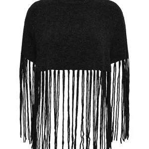 PONCHO ANDREA CON FRANGE JACQUELINE DE YONG DA RAGAZZA NERO