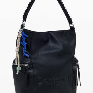 BORSA CONVERTIBILE HALF LOGO DESIGUAL DONNA NERO