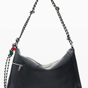 BORSA NERA DESIGUAL LOGO LEIRIA DA DONNA