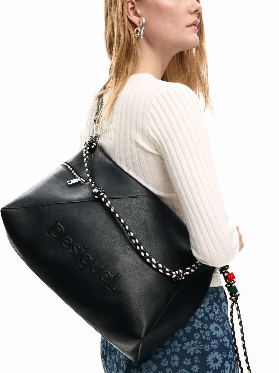 BORSA NERA DESIGUAL LOGO LEIRIA DA DONNA - immagine 7