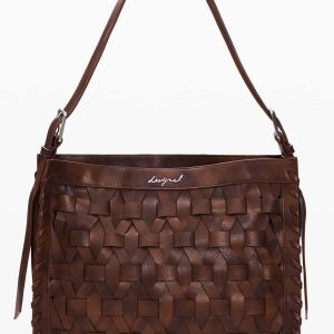 BORSA MARRONE DESIGUAL INTRECCIATA DA DONNA