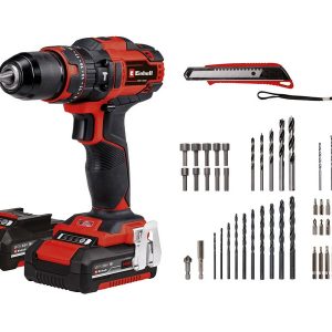 Einhell TRAPANO AVVITATORE A BATTERIA A PERCUSSIONE TE-CD 18/40 LI-I +64 acc.(2×2,0 ah)