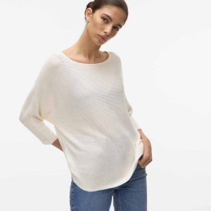 Vero Moda Vmnora, pullover con scollo a barca unisex adulto bianco