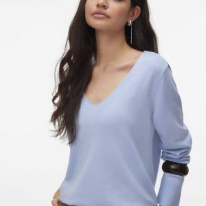 Vero Moda VMSilje, maglione unisex a collo a V marrone