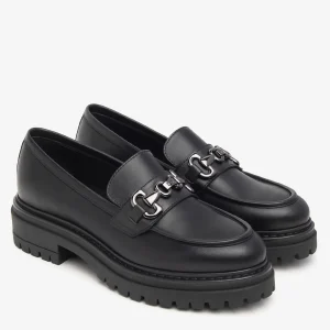 MOCASSINO IN PELLE CON PLATEAU NeroGiardini DA DONNA NERO