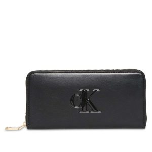 PORTAFOGLI NERO CALVIN KLEIN ZIP AROUND DONNA