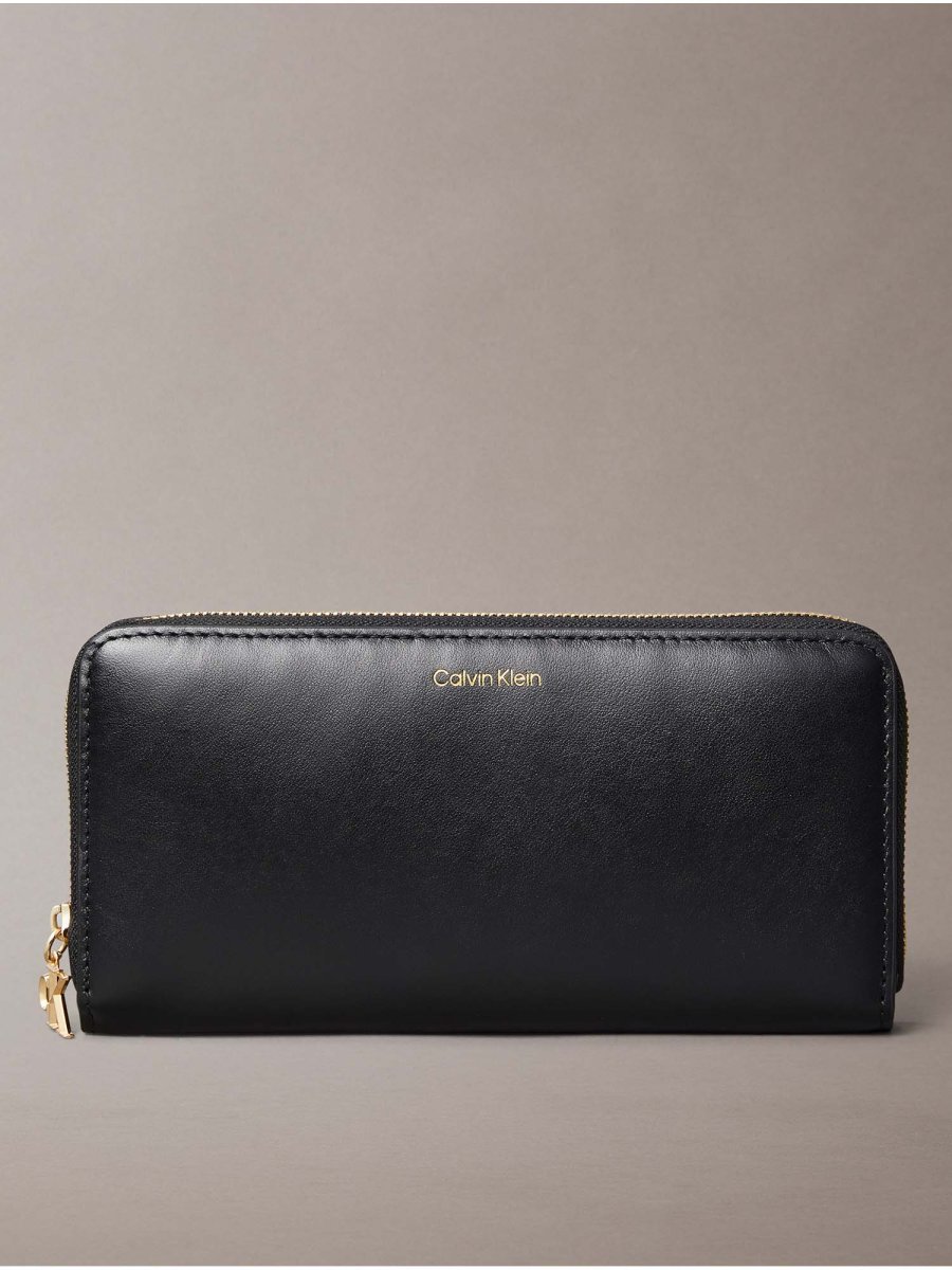 PORTAFOGLI NERO CALVIN KLEIN LARGE ZIP AROUND DONNA
