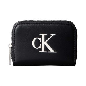 PORTAFOGLIO NERO-BIANCO CALVIN KLEIN BOLD MEDIUM ZIP DA DONNA