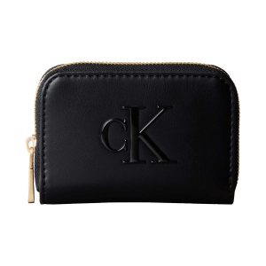 PORTAFOGLIO NERO CALVIN KLEIN BOLD MEDIUM ZIP DA DONNA