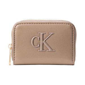 PORTAFOGLIO TAUPE CALVIN KLEIN BOLD MEDIUM ZIP DA DONNA
