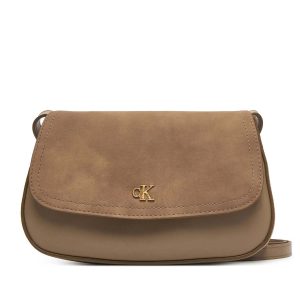 BORSA TAUPE CALVIN KLEIN BRUSHED FLAP CAMERA BAG DA DONNA